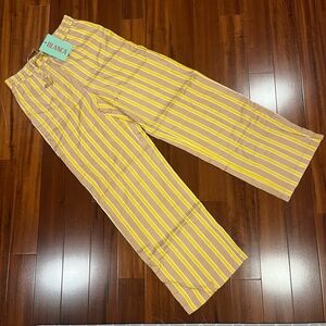 New‎ NWT BLANCA Yellow Striped Wide Leg Pants Viscose Relaxed Casual Size XS / S
